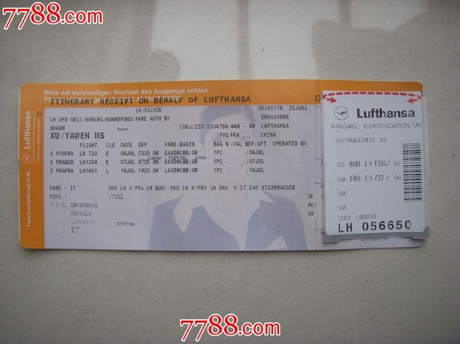 一张外国飞机票-价格:10元-se20560657-飞机/航空票